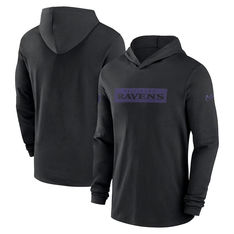 Men's Baltimore Ravens Black Sideline Performance Hoodie